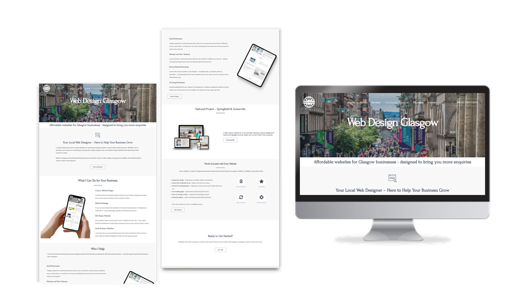 Infinite web design Glasgow page mock-up