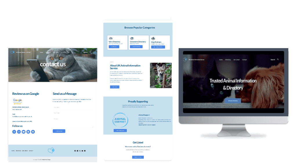 Mock up of web design pages and monitor